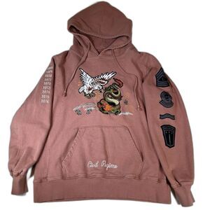 Civil Regime Hoodie Mens Large Asian Dragon Eagle Embroidered Shoulder Patches